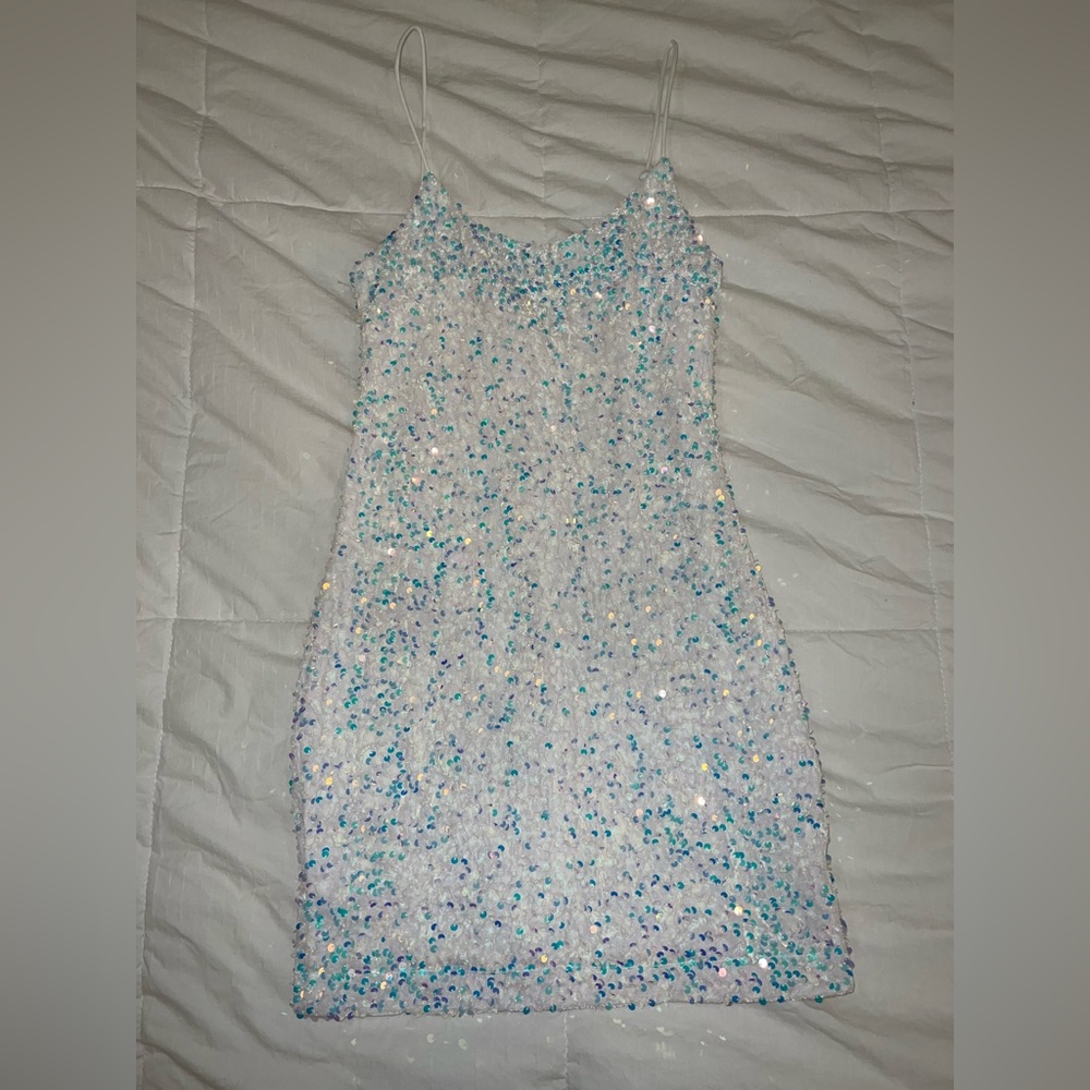 white sequin dress